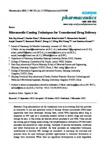 Microneedle Coating Techniques for Transdermal Drug Delivery - MDPI