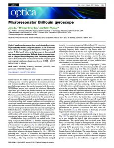 Microresonator Brillouin gyroscope - OSA Publishing