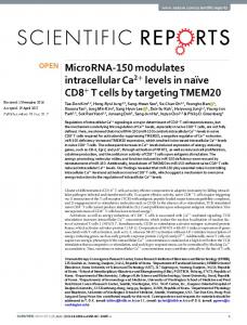 MicroRNA-150 modulates intracellular Ca2+ levels in ...