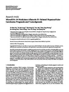 MicroRNA-24 Modulates Aflatoxin B1-Related Hepatocellular ...