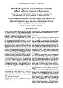 MicroRNA expression profiles of cancer stem cells ... - Semantic Scholar