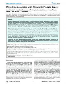 MicroRNAs Associated with Metastatic Prostate Cancer - PLOS