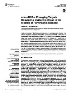 microRNAs: Emerging Targets Regulating ... - Semantic Scholar