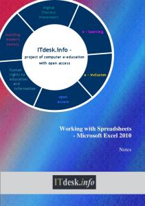 Microsoft Excel 2010 notes - ITdesk.info