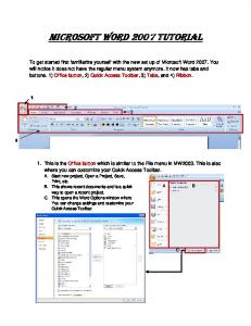 MICROSOFT WORD 2007 TUTORIAL