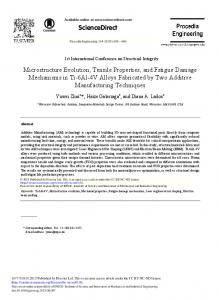 Microstructure Evolution, Tensile Properties, and Fatigue Damage ...