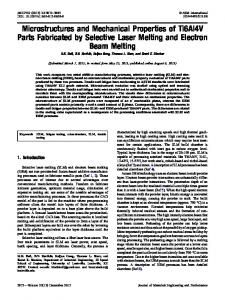 Microstructures and Mechanical Properties of Ti6Al4V ... - Springer Link