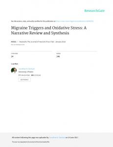Migraine Triggers and Oxidative Stress: A Narrative