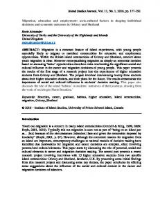 Migration, education and employment - Island Studies Journal