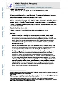 Migration of Beryllium via Multiple Exposure Pathways ... - CDC stacks