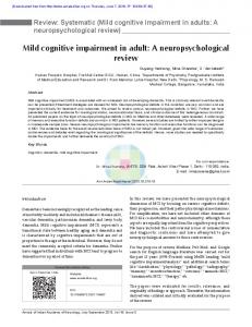 Mild cognitive impairment in adult: A ...