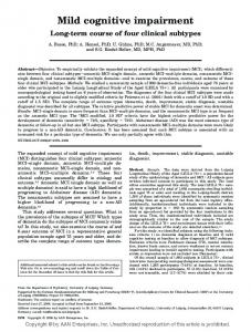 Mild cognitive impairment - Neurology