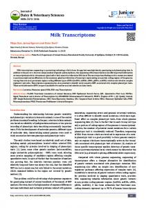 Milk Transcriptome - Juniper Publishers