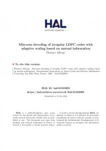 Min-sum decoding of irregular LDPC codes with adaptive scaling ... - Hal