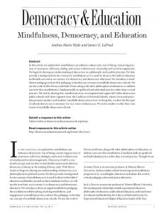 Mindfulness, Democracy, and Education