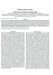 Mineral nutrition of tomato