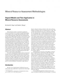 Mineral Resource Assessment Methodologies