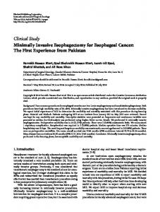 Minimally Invasive Esophagectomy for Esophageal Cancer: The First ...