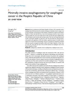 Minimally invasive esophagectomy for esophageal