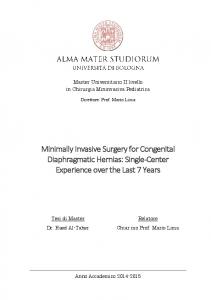 Minimally Invasive Surgery for Congenital ...