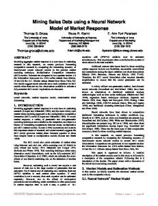 Mining Sales Data using a Neural Network Model of ... - CiteSeerX