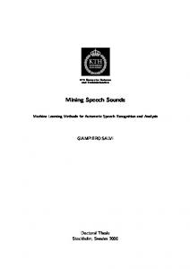 Mining Speech Sounds,Machine Learning Methods for ... - TMH - KTH