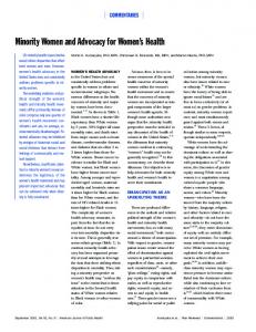 Minority Women and Advocacy for Women's Health