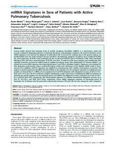 miRNA Signatures in Sera of Patients with Active Pulmonary ... - PLOS