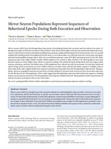 Mirror Neuron Populations Represent Sequences of Behavioral ...