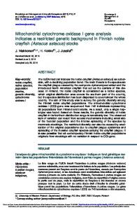 Mitochondrial cytochrome oxidase I gene analysis indicates a