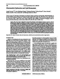 Mitochondrial Dysfunction and Lipid Homeostasis - IngentaConnect.com