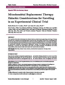 Mitochondrial Replacement Therapy