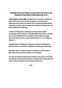 Mitsubishi Electric and Hitachi Announce Small-scale Elevator and ...