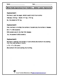 Mixed Basic Operations Word Problems Guided Lesson Explanation