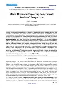 Mixed Research: Exploring Postgraduate Students ... - Novelty Journals