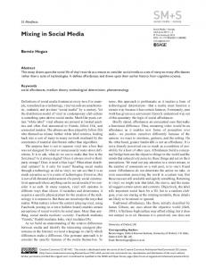 Mixing in Social Media - SAGE Journals