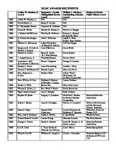 MLSC AWARDS RECIPIENTS