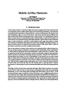 Mobile Ad Hoc Networks - CiteSeerX