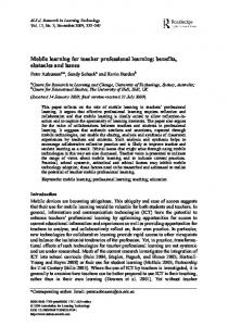 Mobile learning for teacher professional learning: benefits ... - Eric