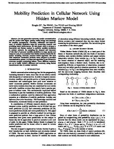 Mobility Prediction in Cellular Network Using Hidden ... - IEEE Xplore