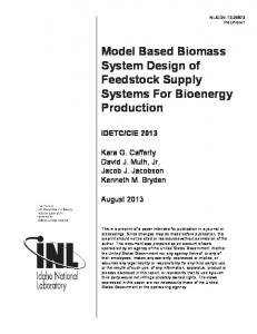 Model Based Biomass System Design of Feedstock Supply ... - OSTI.gov