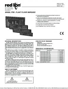 MODEL PFM - PLANT FLOOR MARQUEE - Steven Engineering