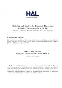 Modeling and Control for Balanced Timed and Weighted Event ... - Hal