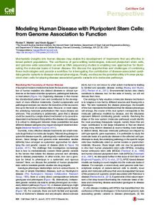 Modeling Human Disease with Pluripotent Stem Cells - Cell Press