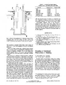 Modeling of Interfacial Phenomena in Welding - PSU MatSE