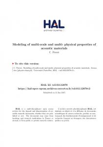 Modeling of multi-scale and multi- physical properties ...