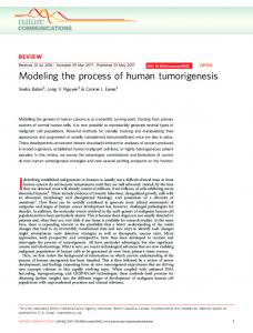 Modeling the process of human tumorigenesis - Semantic Scholar