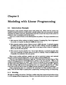 Modeling with Linear Programming