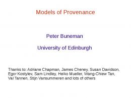 Models of Provenance