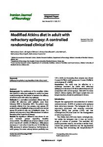 Modified Atkins diet in adult with refractory epilepsy - Semantic Scholar
